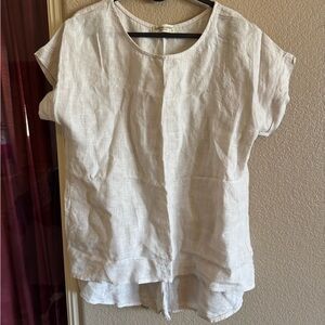 Elegant Linen Blend Blouse - Light Gray